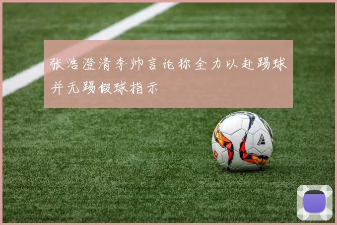 张浩澄清李帅言论称全力以赴踢球并无踢假球指示